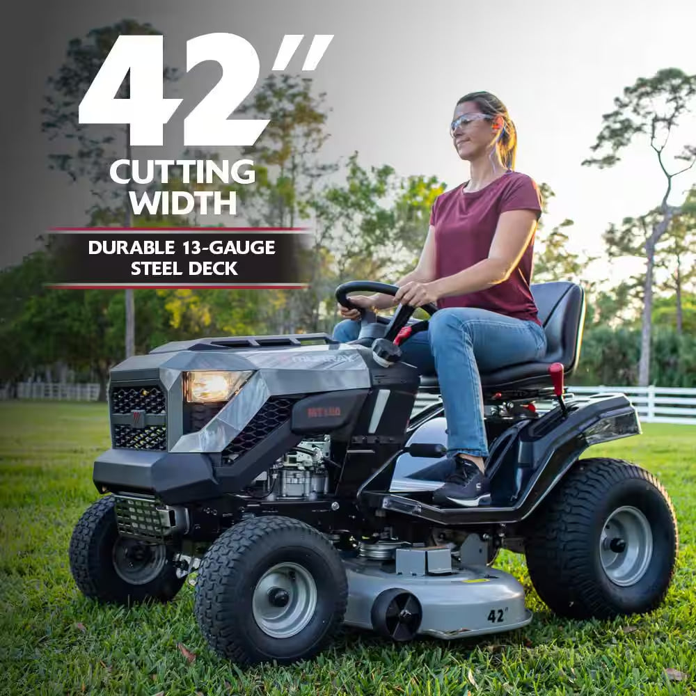 MT100 42 In. 13.5 HP 500Cc E1350 Series Briggs and Stratton Engine 6-Speed Manual Gas Riding Lawn Tractor Mower
