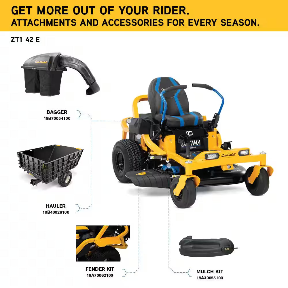 Ultima ZT1 42 In. 56-Volt MAX 60 Ah Battery Lithium-Ion Electric Drive Zero Turn Riding Lawn Mower