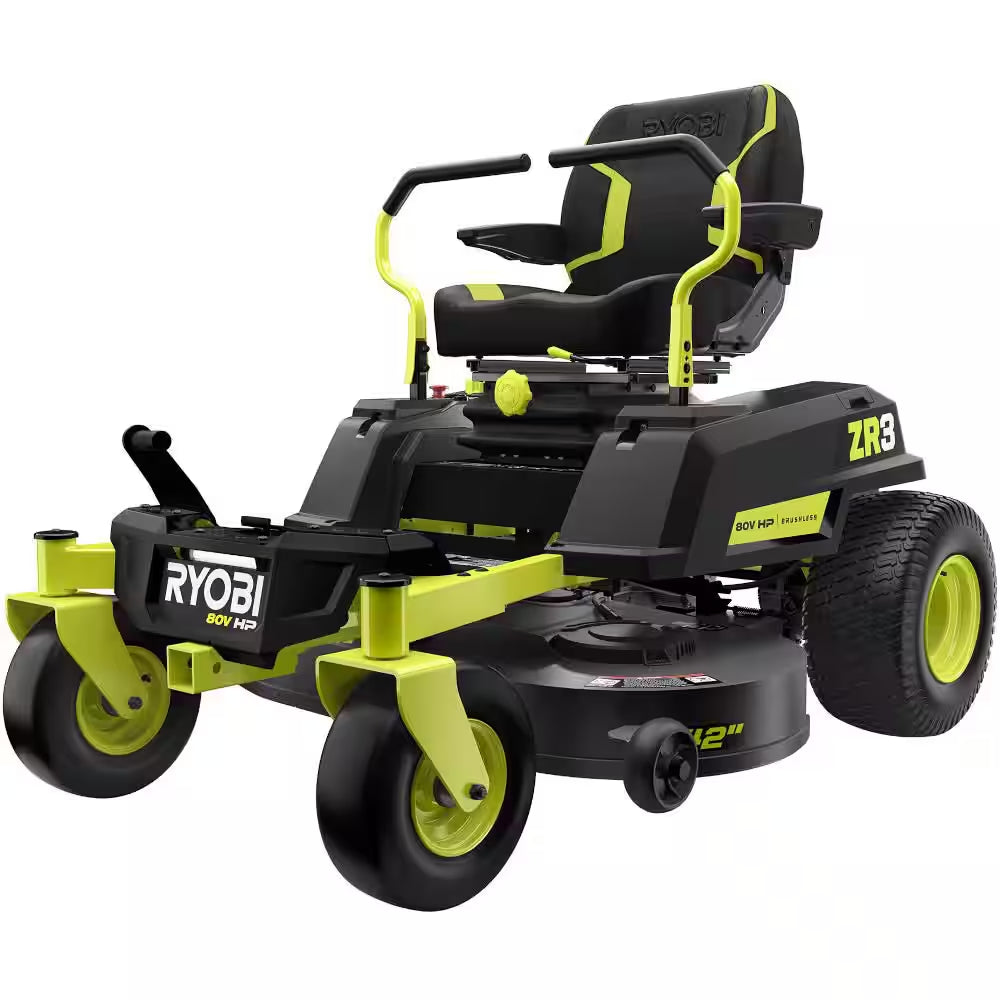 ZR3 80V HP Brushless 42 In. Electric Cordless ZTR Mower W/ Seat Suspension, Armrests, & Headlight-Batteries & Charger