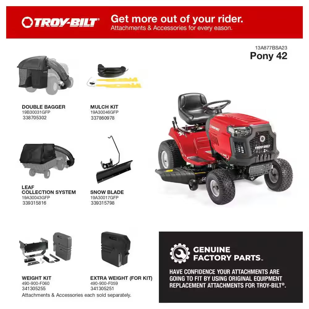 Pony 42 In. 547Cc Engine 7-Speed Manual Drive Gas Front Engine Riding Lawn Mower