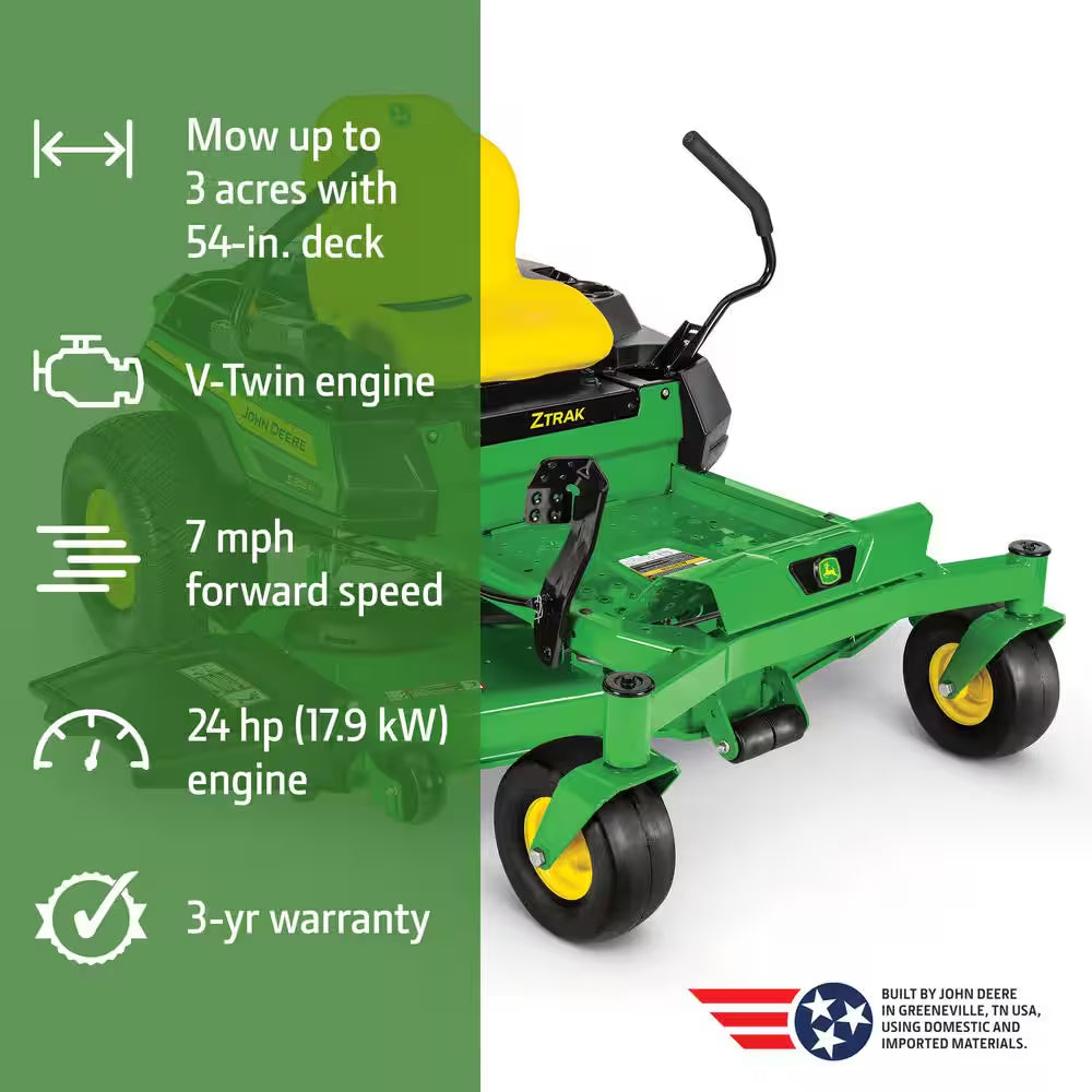 Z325E 54 In. 24 HP Gas Dual Hydrostatic Zero Turn Riding Lawn Mower
