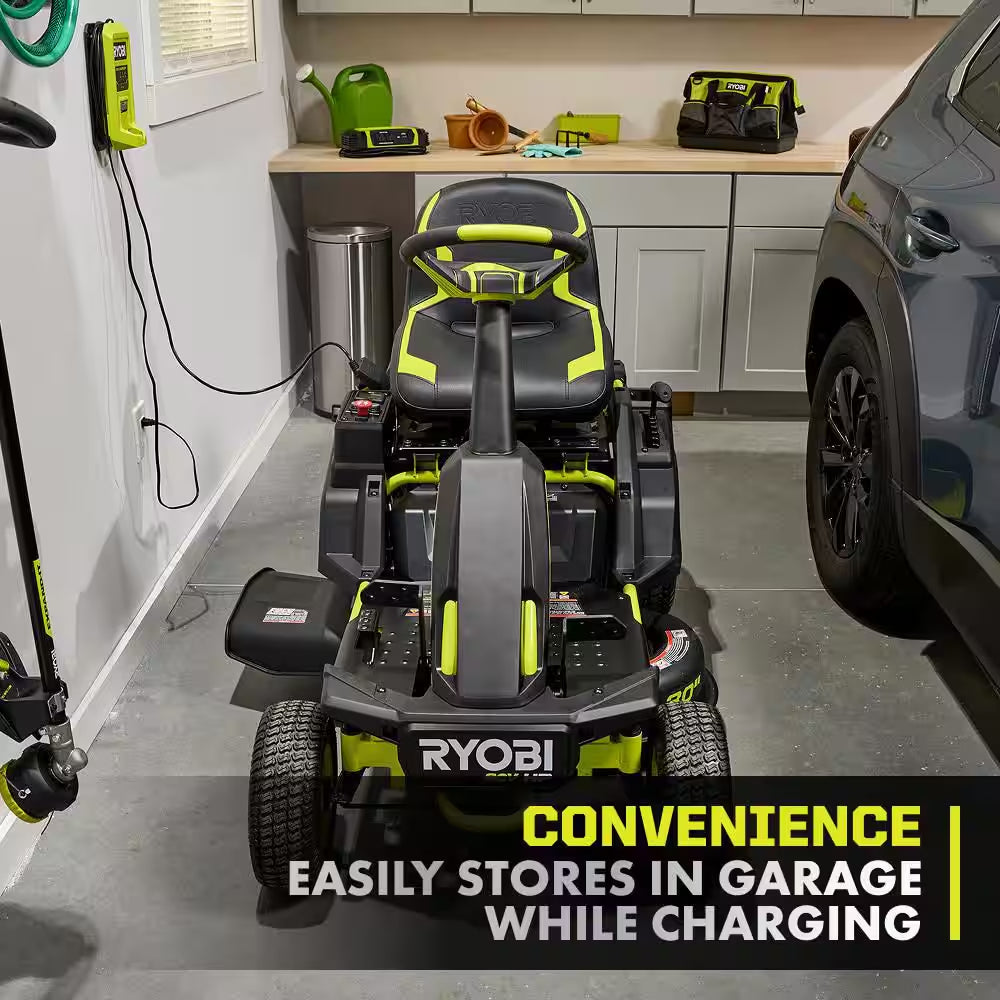 R1 80V HP Brushless Lithium Battery Cordless Electric 30 In. Riding Lawn Mower with 14 Ah Battery and Charger