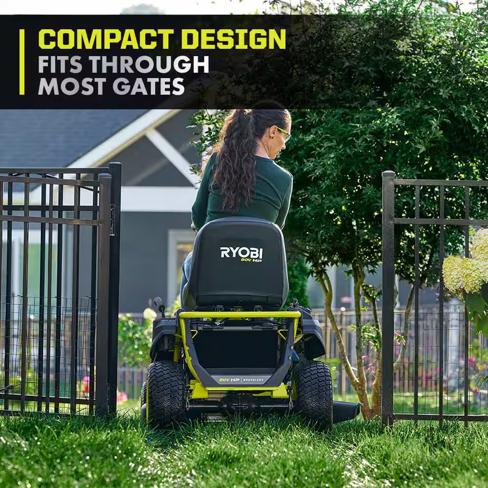 R1 80V HP Brushless Battery Cordless Electric 30 In. Riding Mower with Bagger, 14.0 Ah Battery and Charger