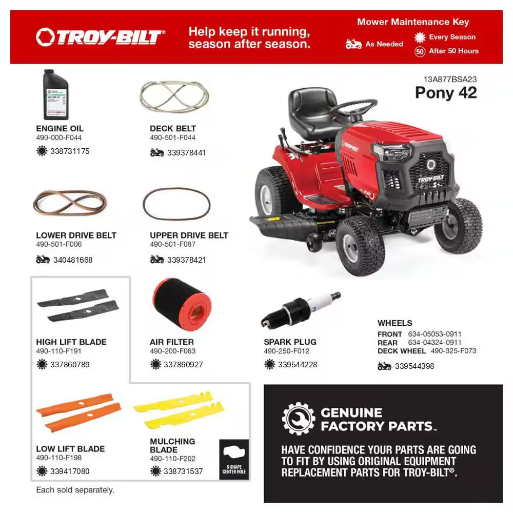 Pony 42 In. 547Cc Engine 7-Speed Manual Drive Gas Front Engine Riding Lawn Mower