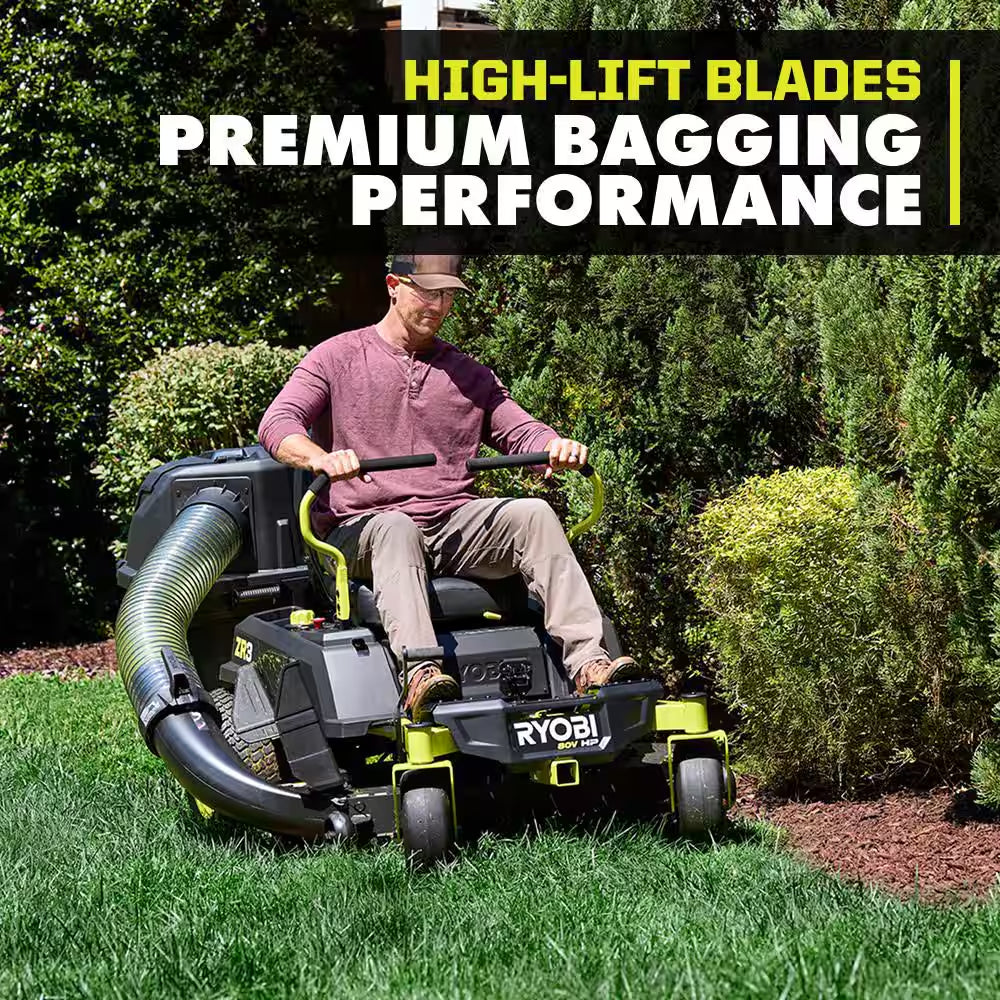 80V HP Brushless 42" Battery Electric Cordless Zero Turn Riding Mower W/ Bagging Kit, (2) 14.0 Ah Batteries and Charger