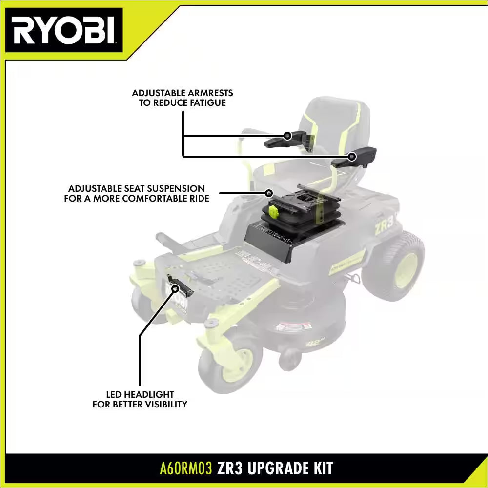ZR3 80V HP Brushless 42 In. Electric Cordless ZTR Mower W/ Seat Suspension, Armrests, & Headlight-Batteries & Charger