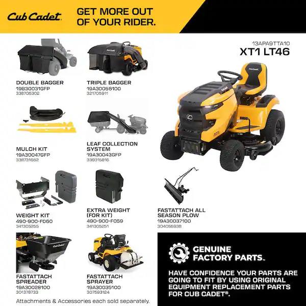 XT1 Enduro LT 46 In. 22 HP Kohler Riding Tractor and 42/46 In. Double Bagger