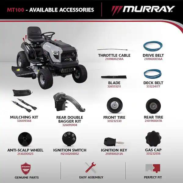 MT100 42 In. 13.5 HP 500Cc Briggs Gas Tractor, Mulching Kit and Double Bagger for 42 In. Deck Combo